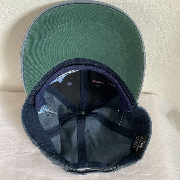 FLYING FISHERMAN Ball Cap Denim Blue Cotton Embroidered MARLIN Adjustable Hat - Picture 8 of 11
